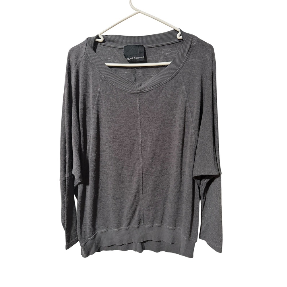 Harlowe & Graham Size Medium Charcoal Gray Dolman Pullover Top Lightweight Knit